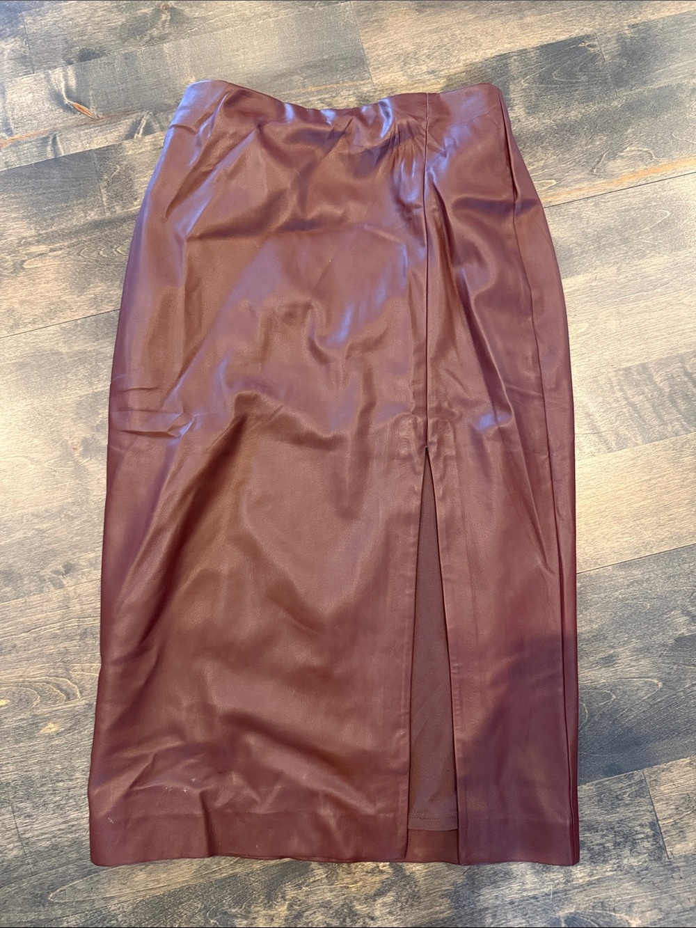 Express Faux Leather Pencil Skirt with Front Slit